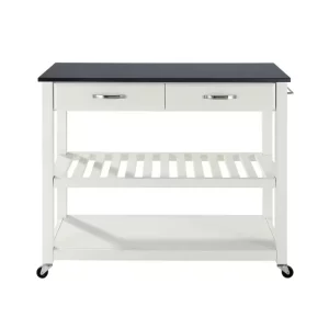 White Kitchen Cart With Black Granite Top