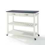 White Kitchen Cart With Black Granite Top