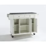 Full Size White Kitchen Cart with Granite Top