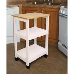 White Kitchen Cart with Natural Wood Top