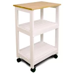 White Kitchen Cart with Natural Wood Top