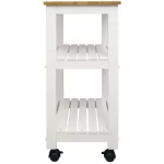 White Kitchen Cart with Natural Wood Top