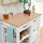 Belfast White Kitchen Cart with Natural Wood Top