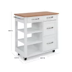 Belfast White Kitchen Cart with Natural Wood Top