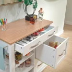 Belfast White Kitchen Cart with Natural Wood Top