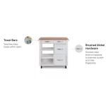 Belfast White Kitchen Cart with Natural Wood Top