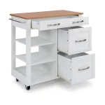 Belfast White Kitchen Cart with Natural Wood Top