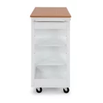 Belfast White Kitchen Cart with Natural Wood Top