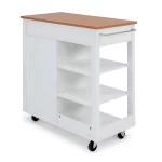Belfast White Kitchen Cart with Natural Wood Top