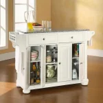 Alexandria White Kitchen Island with Granite Top