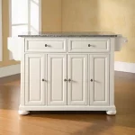 Alexandria White Kitchen Island with Granite Top