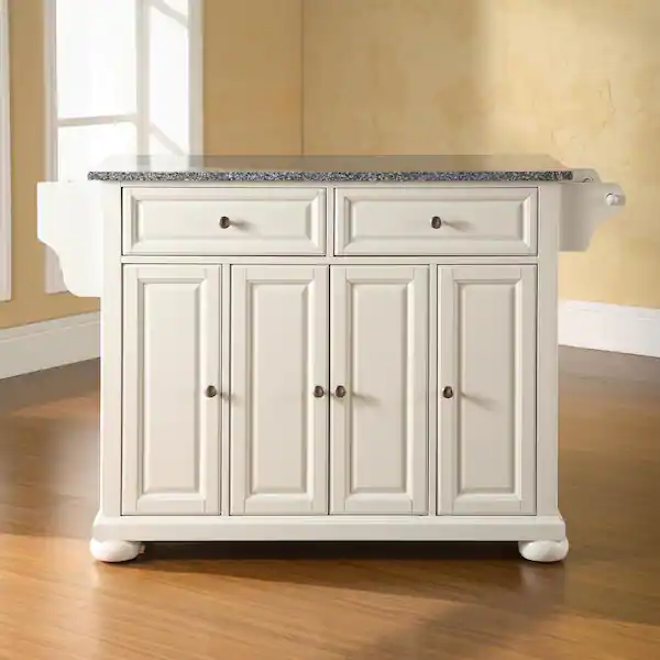 Alexandria White Kitchen Island with Granite Top