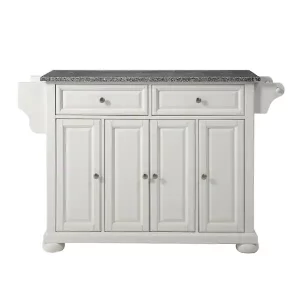Alexandria White Kitchen Island with Granite Top