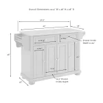 Alexandria White Kitchen Island with Granite Top