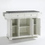 Alexandria White Kitchen Island with Granite Top