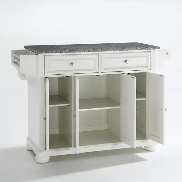 Alexandria White Kitchen Island with Granite Top