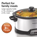 Hamilton Beach Programmable Slow Cooker, 7 Quart Capacity, Serves 8+ People, Removable Crock, Silver, 33473
