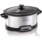Hamilton Beach Programmable Slow Cooker, 7 Quart Capacity, Serves 8+ People, Removable Crock, Silver, 33473