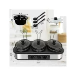 CozyHom 4.5QT Electric Slow Cooker 3 in 1, 3-Pots Stainless Steel Buffet Server Food Slow Cooker With Adjustable Temp Removable Lid Rests Triple Pot, Black