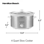 Hamilton Beach Slow Cooker, 4 Quart Capacity, Serves 4+ People, Removable Crock, White and Silver, 33140