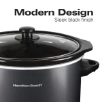 Hamilton Beach Slow Cooker, 3 Quart Capacity, Oval, Removable Crock, Black, 33231