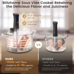 Blitzhome 1100W WIFI Sous Vide Cooker,Precision Sous Vide Machine,Ultra-quiet Fast-Heating Immersion Circulator Temperature and Digital Display,W/ APP Recipe