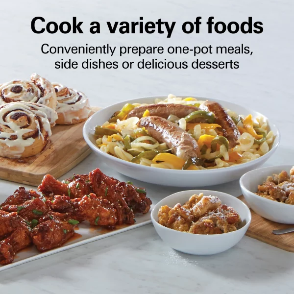 Hamilton Beach Slow Cooker, 4 Quart Capacity, Serves 4+ People, Removable Crock, White and Silver, 33140