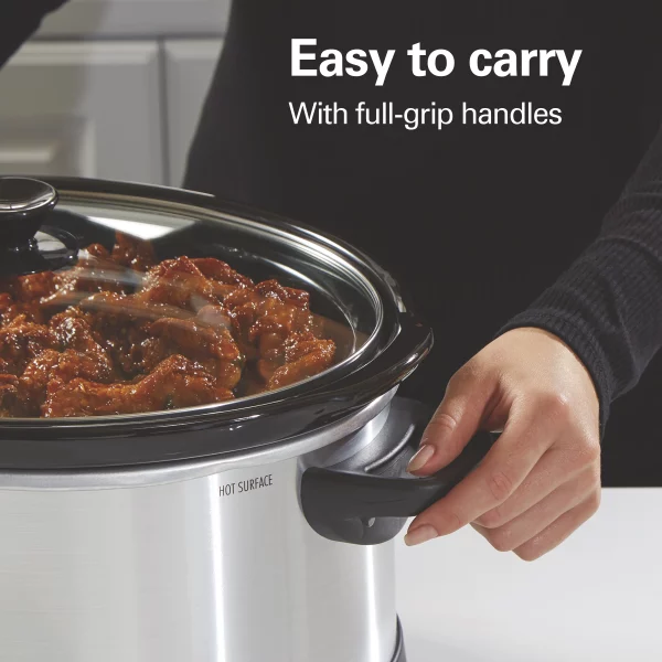 Hamilton Beach Programmable Slow Cooker, 7 Quart Capacity, Serves 8+ People, Removable Crock, Silver, 33473