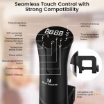 Blitzhome 1100W WIFI Sous Vide Cooker,Precision Sous Vide Machine,Ultra-quiet Fast-Heating Immersion Circulator Temperature and Digital Display,W/ APP Recipe