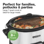 Hamilton Beach Programmable Stay or Go Slow Cooker, 7 Quart Capacity, Lid Lock for portability, Dishwasher Safe Removable Crock, Silver 33576