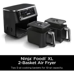 Restored Ninja - Foodi 6-in-1 10-qt. XL 2-Basket Air Fryer with DualZone Technology & Smart Cook System - Black (Refurbished)