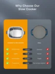 Slow Cooker, HOUSNAT 10 in 1 Programmable Cooker, 6Qt Stainless Steel, Rice Cooker, Yogurt Maker, Delay Start, Steaming Rack and Glass Lid, Adjustable Temp&Time for Slow Cook with Digital Timer