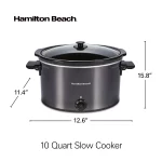 Hamilton Beach Slow Cooker, 10 Quart Capacity, Extra Large, Removable Crock, Black, 33191