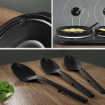 Royalcraft Triple Slow Cooker Buffet Servers and Warmer,3 Pot Food Small Mini Manual Slow Cooker with Adjustable Temp Stainless Steel Lid Rests,Removable Ceramic Pot,4.5 QT Black