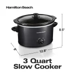 Hamilton Beach Slow Cooker, 3 Quart Capacity, Oval, Removable Crock, Black, 33231