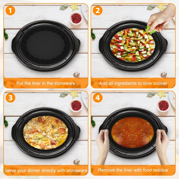 Gorware Silicone Slow Cooker Liner for 7-8QT Pot Slow Cooker Silicone Insert Leakproof Heat Resistant Dishwasher Safe Silicone Cooking Liner