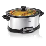 Hamilton Beach Programmable Slow Cooker, 7 Quart Capacity, Serves 8+ People, Removable Crock, Silver, 33473