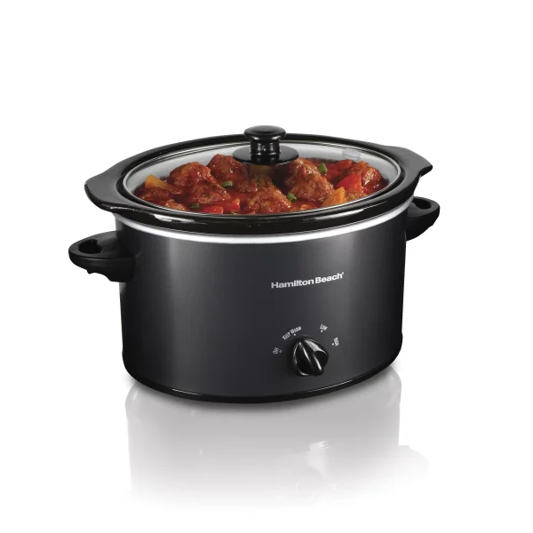 Hamilton Beach Slow Cooker, 3 Quart Capacity, Oval, Removable Crock, Black, 33231