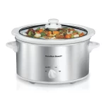 Hamilton Beach Slow Cooker, 4 Quart Capacity, Serves 4+ People, Removable Crock, White and Silver, 33140
