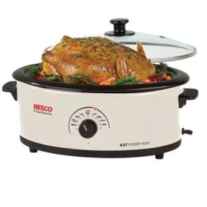 NESCO 6 Qt. Ivory Roaster with Porcelain Cook Well, 4816-14