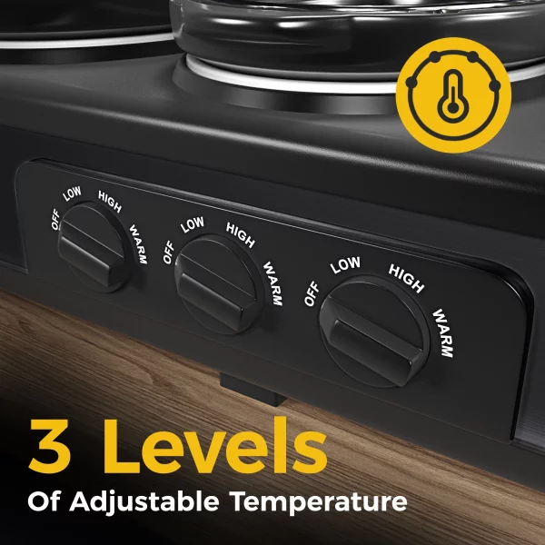 Royalcraft Triple Slow Cooker Buffet Servers and Warmer,3 Pot Food Small Mini Manual Slow Cooker with Adjustable Temp Stainless Steel Lid Rests,Removable Ceramic Pot,4.5 QT Black