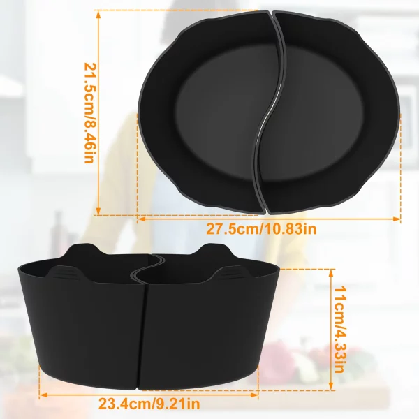 NYIDPSZ 2Pcs Slow Cooker Divider Liner for 6QT Pot Reusable Silicone Cooker Divider Insert Leakproof Heat Resistant Slow Cookers Kitchen Accessories