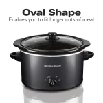 Hamilton Beach Slow Cooker, 3 Quart Capacity, Oval, Removable Crock, Black, 33231
