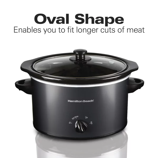 Hamilton Beach Slow Cooker, 3 Quart Capacity, Oval, Removable Crock, Black, 33231