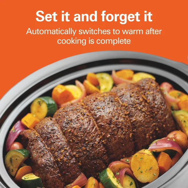 Hamilton Beach Programmable Slow Cooker, 7 Quart Capacity, Serves 8+ People, Removable Crock, Silver, 33473