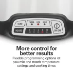 Hamilton Beach Programmable Stay or Go Slow Cooker, 7 Quart Capacity, Lid Lock for portability, Dishwasher Safe Removable Crock, Silver 33576