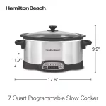 Hamilton Beach Programmable Slow Cooker, 7 Quart Capacity, Serves 8+ People, Removable Crock, Silver, 33473