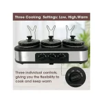 CozyHom 4.5QT Electric Slow Cooker 3 in 1, 3-Pots Stainless Steel Buffet Server Food Slow Cooker With Adjustable Temp Removable Lid Rests Triple Pot, Black