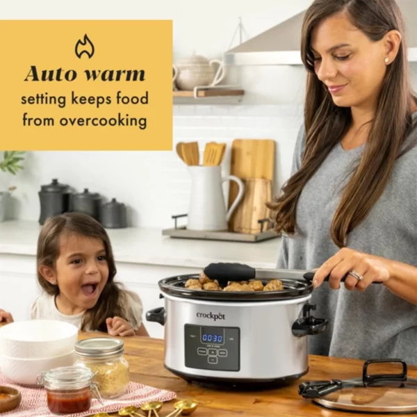 Crock-Pot 4 Quart Cook and Carry Programmable Slow Cooker, Stainless Steel