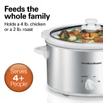 Hamilton Beach Slow Cooker, 4 Quart Capacity, Serves 4+ People, Removable Crock, White and Silver, 33140